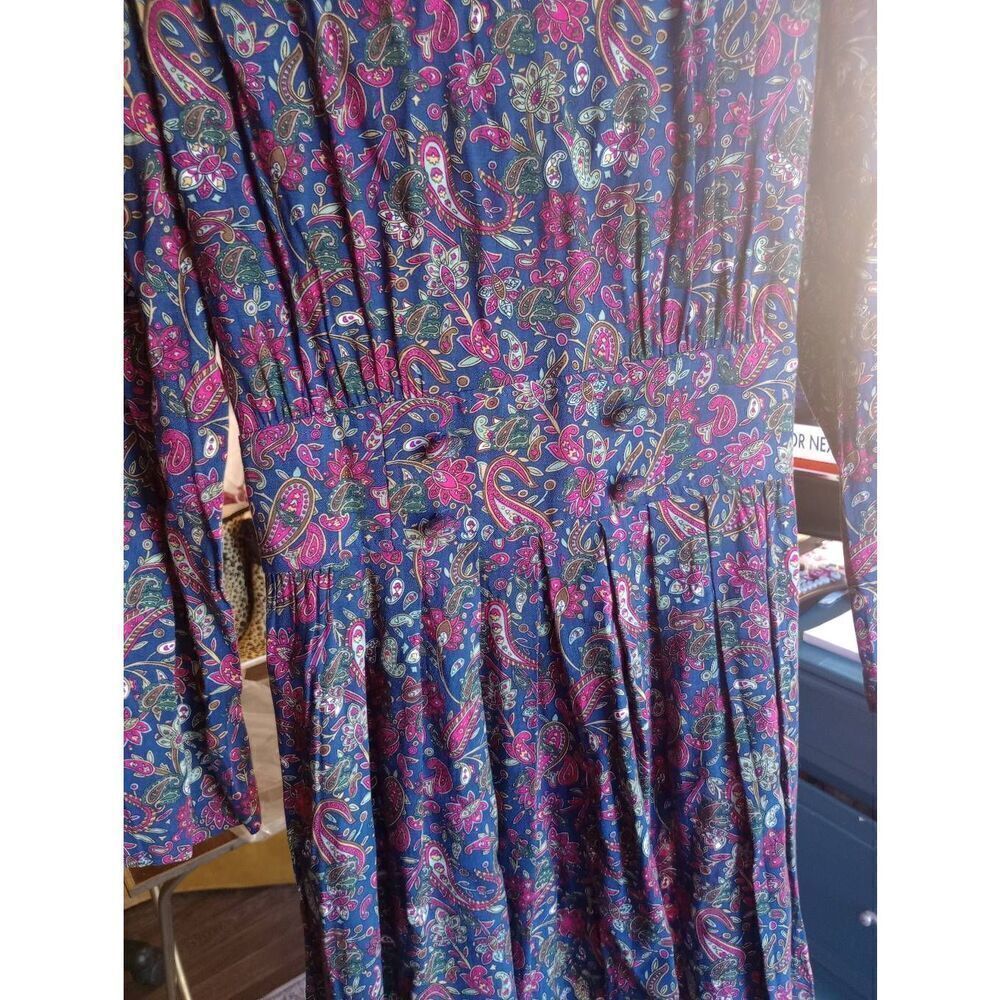 Vintage' 80s Karin Stevens petites Paisley long dress, granny core, cottage core - Picture 4 of 10